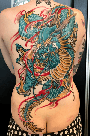 Amsterdam Tattoo1825 Kimihito, Dragon Back Piece Tattoo , Netherlands Japanese style Tattoo artist. #dragontattoo #dragon 