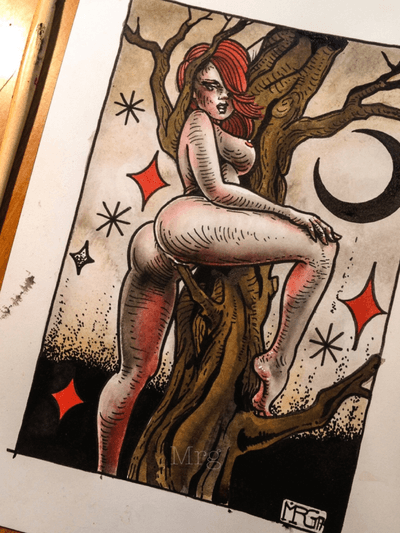 Here another ink on paper from last year.. this is proudly on the leg of a friend🤘🏽 ‘loving tree’ is da name #mrg #morgarmeni #morg #tree #sexy # erotic #nature 