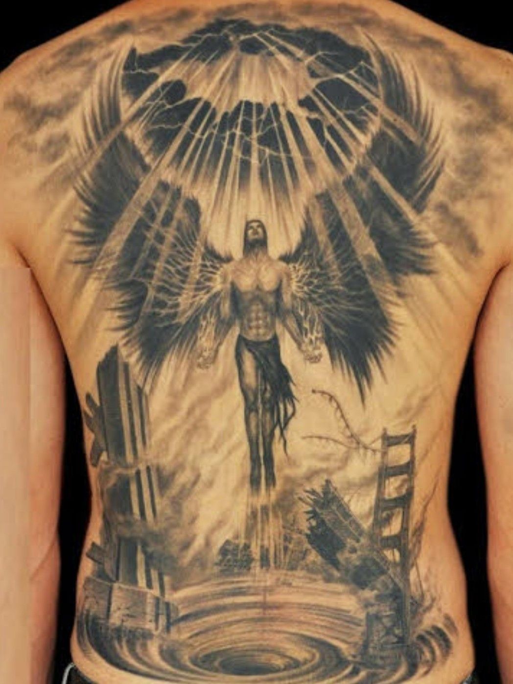 Men 1hrs Tribal Guardian Angel Tattoo 4500