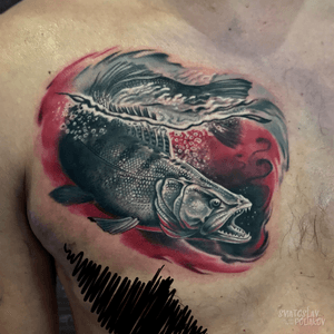 3rd day’s work at @tattoomo_vrn zander the fish in the bloody sea ☠️