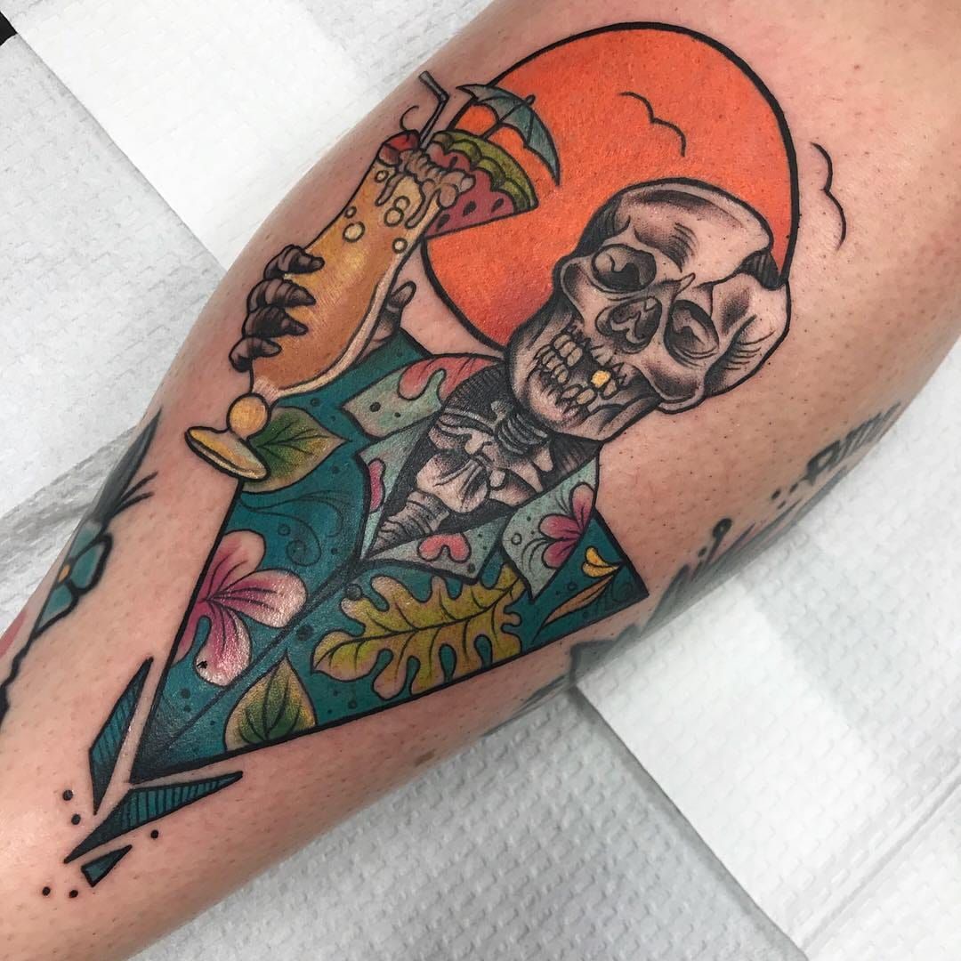 The Party Never Stops With These Lit Hawaiian Shirt Tattoos  Tattoodo