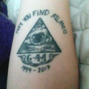 Concept was drawn by me, but Spencer made it come to life with the font and line work. It's memorial tattoo for my cousin who committed suicide. #illuminati #lineworktattoo #memorialtattoo 