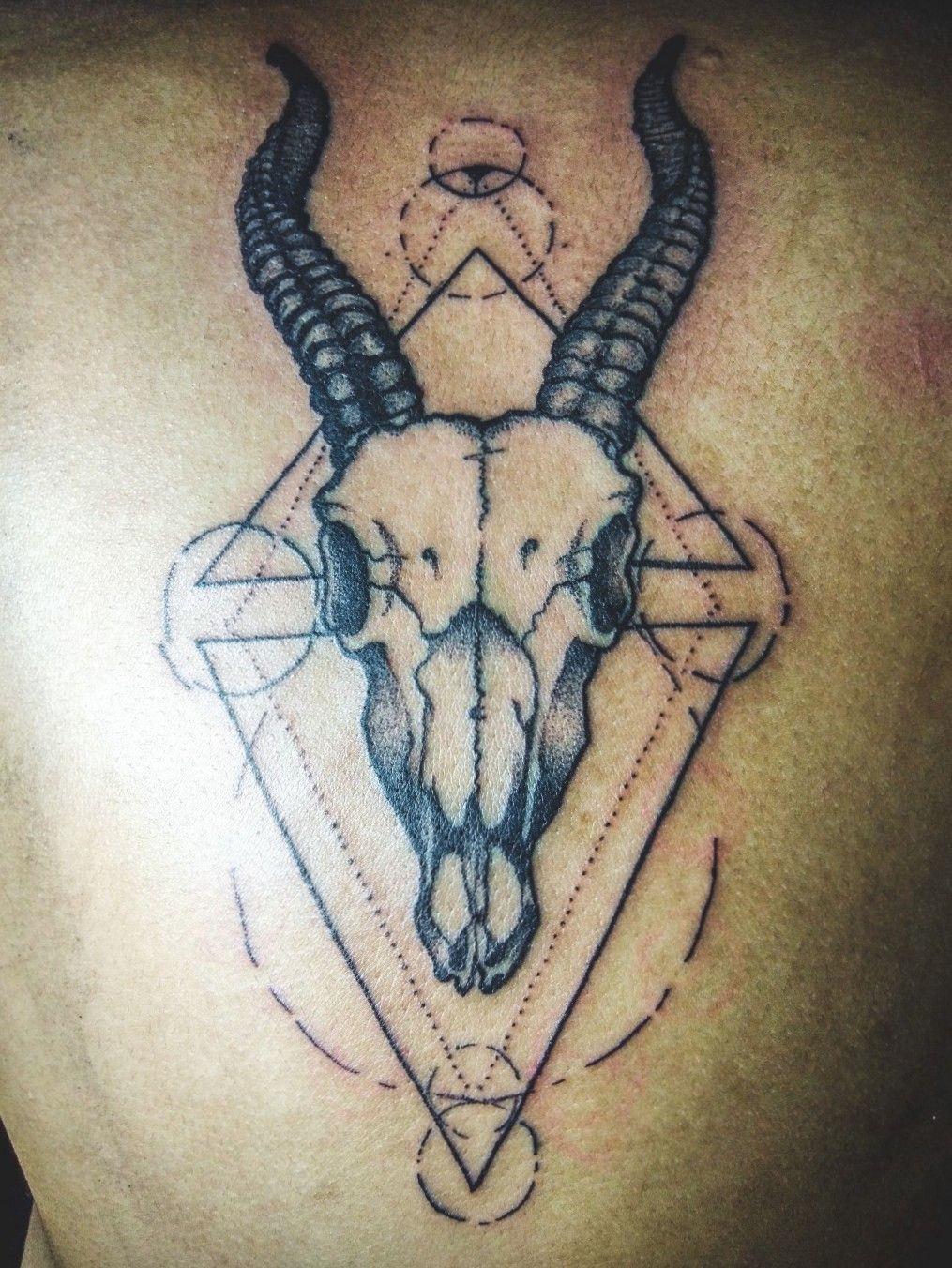 Tattoo uploaded by Mark Arnel Soriano Tupas • 3rd Tattooing on Skin 😊👌🔥  (Free Tattoo) TAP OUT i still so slow 4hr & half 😂 • Geometric Dotwork Capricorn  Tattoo • Dynamic