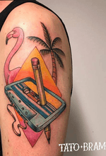#80s #80 #flamingo #tape #palm #palmtree #cassettetape #cassette #pencil #miami #florida
