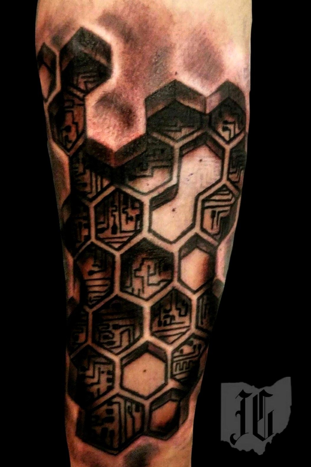 Tattoo uploaded by Jordyn Grine Tattoo  First part of a 3d cyborg  geometric sleeve Man i love those crazy tattoos that have depth and  dimension that look so damn real it