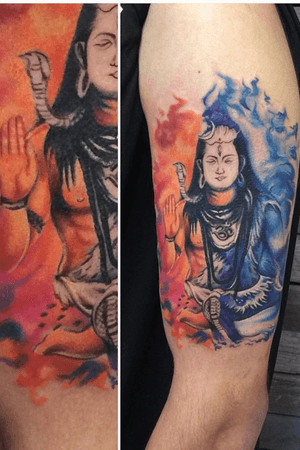 Lord shiva colour tattoo by Artist Dhruv. 