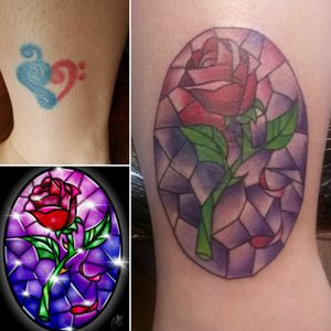 Cover up, Beauty and the Beast, stained glass, rose, Disney