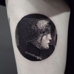 Lucien Victor painting by Cold Gray #coldgray #favoritetattoos #besttattoos #blackandgrey #realism #realistic #hyperrealism #LucianVictor #painting #fineart #portrait #lady #ladyhead #filigree #jewels