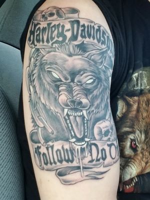 Harley Davidson Wolf Tattoo. Follow No One