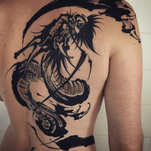 Amsterdam Tattoo1825 Kimihito,                       Dragon Brush stroke,Back Piece Tattoo ,                          Netherlands Japanese style Tattoo artist.         #dragontattoo #dragon #brushstroke #brushstroketattoo 