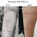 BTS Album, 'Love Yourself' with colors and BTS Album, 'Love Yourself' in black and white with BTS A.R.M.Y symbol