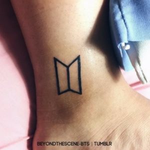 BTS A.R.M.Y tattoo on ankle. 