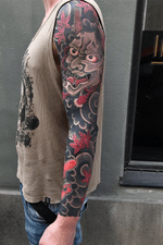 Japanese tattoo #infamousstudio #japanesetattoo #sleevetattoo #hannya #tengu #momiji #traditionaltattoo #mikiri