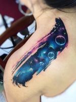 #galaxy #galaxytattoo #space #stars #colour tattoo #colour #planets #rippedskin 