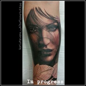 In progress shot #tattoooftheday #karlstevens #whiteflame #ink #art #skin #art #ink #blackandgreyshade #portrait #silverback 