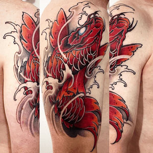 Amsterdam Tattoo1825 Kimihito,                             Koi fish Tattoo ,                                             Netherlands Japanese style Tattoo artist.                 #koi #koifish #koifishtattoo