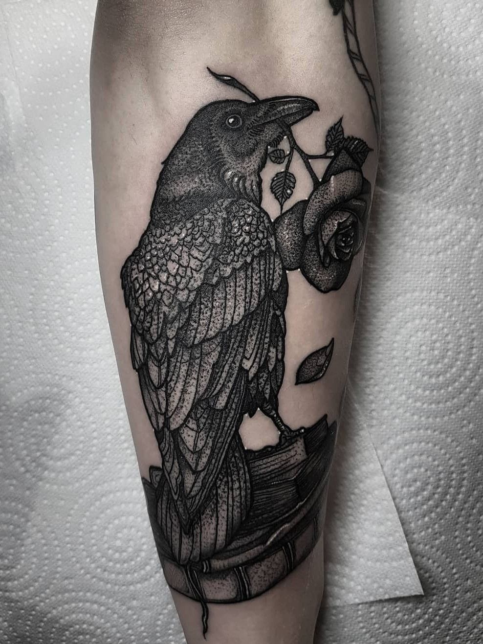 Incredible fine line raven design Style Fine Line Color Black Tags  Best Awesome Great  Geometric tattoo Raven tattoo Symbolic tattoos