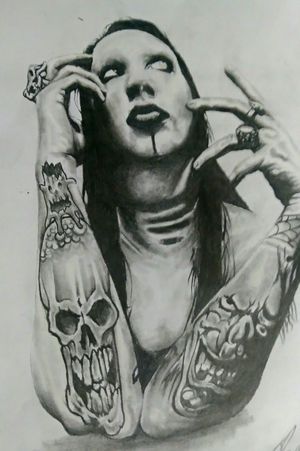 Marilyn Manson drawing done by me(Red) now just waiting to ink it on someone