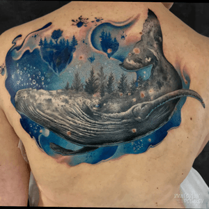 Surrealistic big whale that keeps earth on its .. hmm.. shoulders I guess)