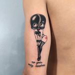 BDSM Betty tattoo by Berly Boy #BerlyBoy #BettyBooptattoos #BettyBoop #newtraditional #bdsm #dominatrix #sub #ballgag #leather #pinup #quote #script #text #handprint #redink #funny #cute #cartoon