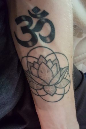 Meditation flower of life with lotus and om symbol