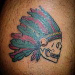 Skull ft. Headress #skull #headdress #gucci #AmericanTraditional #nativeamerican #oldschooltattoo #traditionalamerican #traditionaltattoo #apache 