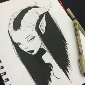 Cute girl drawing in pen Darkshadow_death666 - Illustrations ART