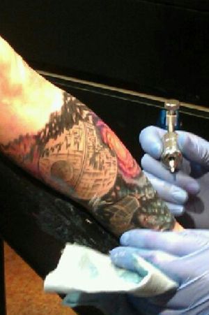 My Star Wars sleeve getting worked on. I'm a nerd yes lol