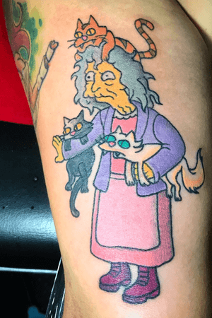 Crazy cat lady from the simpsons #thesimpsons #simpsonstattoo #catlady #cartoons