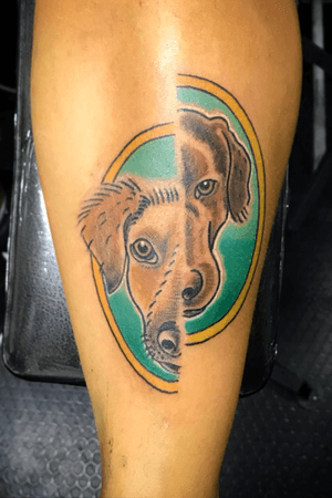 Dogs portrait #dogtattoo #traditional #bold #worldfamousink 