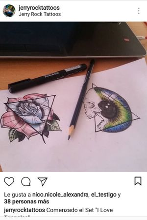 Skull-eyed and Rose tattoo designs, available.Tecnique used, watercolour and tiralíneas.First Post here ^^