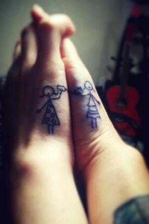 Stick People Hand Tattoos. My daughters is on the left and mine is on the right.