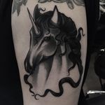 Unicorn tattoo by Andres Bello #AndresBello #abctattoo #FleurNoire #Brooklyntattoo #blackandgrey #unicorn #horse #mythicalcreature #mythology #magic #animal #nature