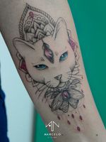 Cat Tattoo #art #tattoo #blackwork #dotwork #cat #pink #femininetattoo #delicate #sketch #arte #tatuagem #ilustração #illustration #color #painting #pontilhismo #geometrictattoo  #tattoodo #draw #gatotattoo  #drawing #line #dark #horror #fineline #aesthetic #tumblr #sketchbook #blackworkssubmission