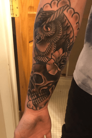Sleeve progression   |   Owl and skull