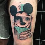 Mash up Mickey Mouse. Tattoo by Krikkieedge #Krikkieedge #krikkieedgetattoo #mashuptattoos #mashup #abstract #illustrative #linework #shapes #eyes #MickeyMouse #Disney