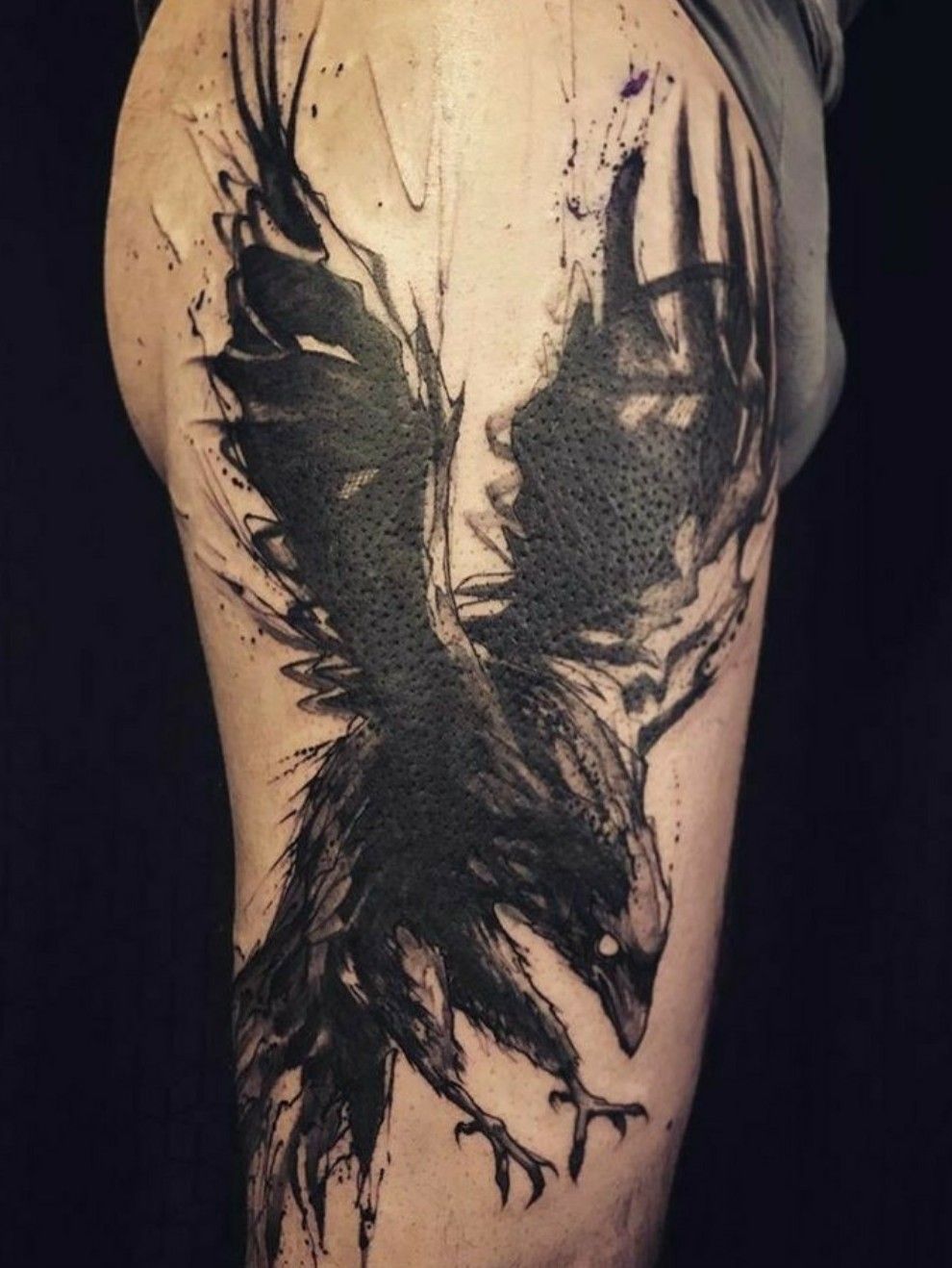 Electric Ink on Twitter Painterly style raven with geometric elements  Artist Freddy Payne watercolor painterlystyle tattoo geometric raven  httpstcoQpNgOdRIlD  X