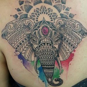 Just the elephant without the top part and without the color at the bottom. With the saying "because of her I will not fall".