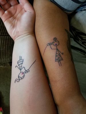 My mom's and mine.  A mother-daughter tattoo symbolizing that even though far apart but we're still connected.