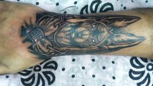 Black and greyAnubis tattoo