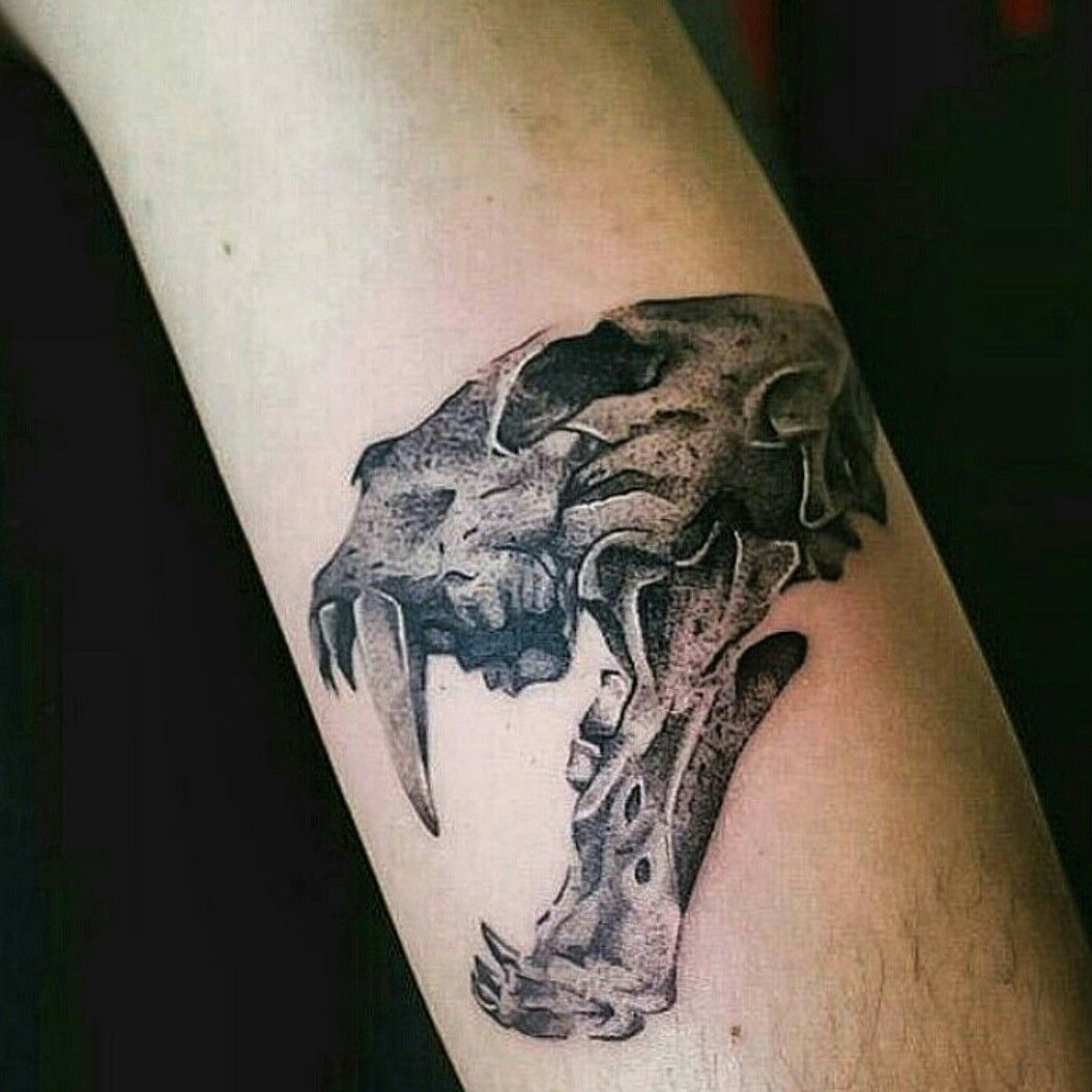 Tattoo uploaded by Aaron . • Homotherium Fossil! I've an obsession with the  past. Scimitartooth cat and sabertooth there're one of my favorites! •  Tattoodo