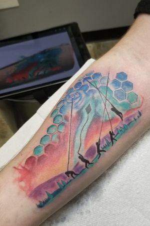 August burns red - constellations themed tattoo by Kelechi at Stick tattoo in Morgantown, WV