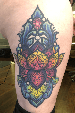 Healed color lisa frank mandala tattoo