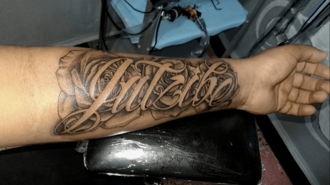 angel name tattoos on wrist