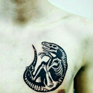 Raptor embryo Fossil !!!! My first tattoo. For me is a Utahraptor/Jurassic Park Velociraptor's mix