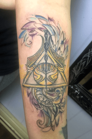 Harry potter sitch wand watercolor tattoo
