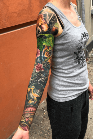 Made this sleeve on 8 long sessions #ink #tattoo #realistic #realistictattoo @tattoomediaink#supportgoodtattoos #inkallday #killerink #inkmag #blackandgray #tattooart #artwork #art #tattoo_magazine#TattooistArtMag #skinartmag #tattoorevuemag #tattoodo #sorrymom #tattoooftheday #tattoosleeve #tattooartist #tattoolife #tattooer #realistictattoo
