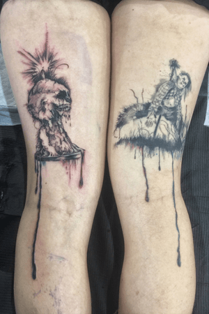 Fresh and healed scary stories watercolor horror pieces black and grey