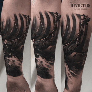 Start viking sleeve by B-gray at Invictus Tattoo