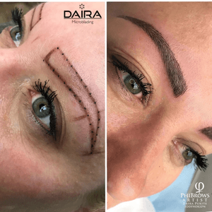 Without brows and after correction. 